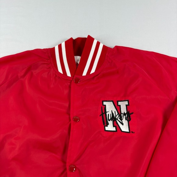 Vintage Nebraska Cornhuskers Jacket Mens Large Bomber Snap Up Embroidered USA - Picture 2 of 8